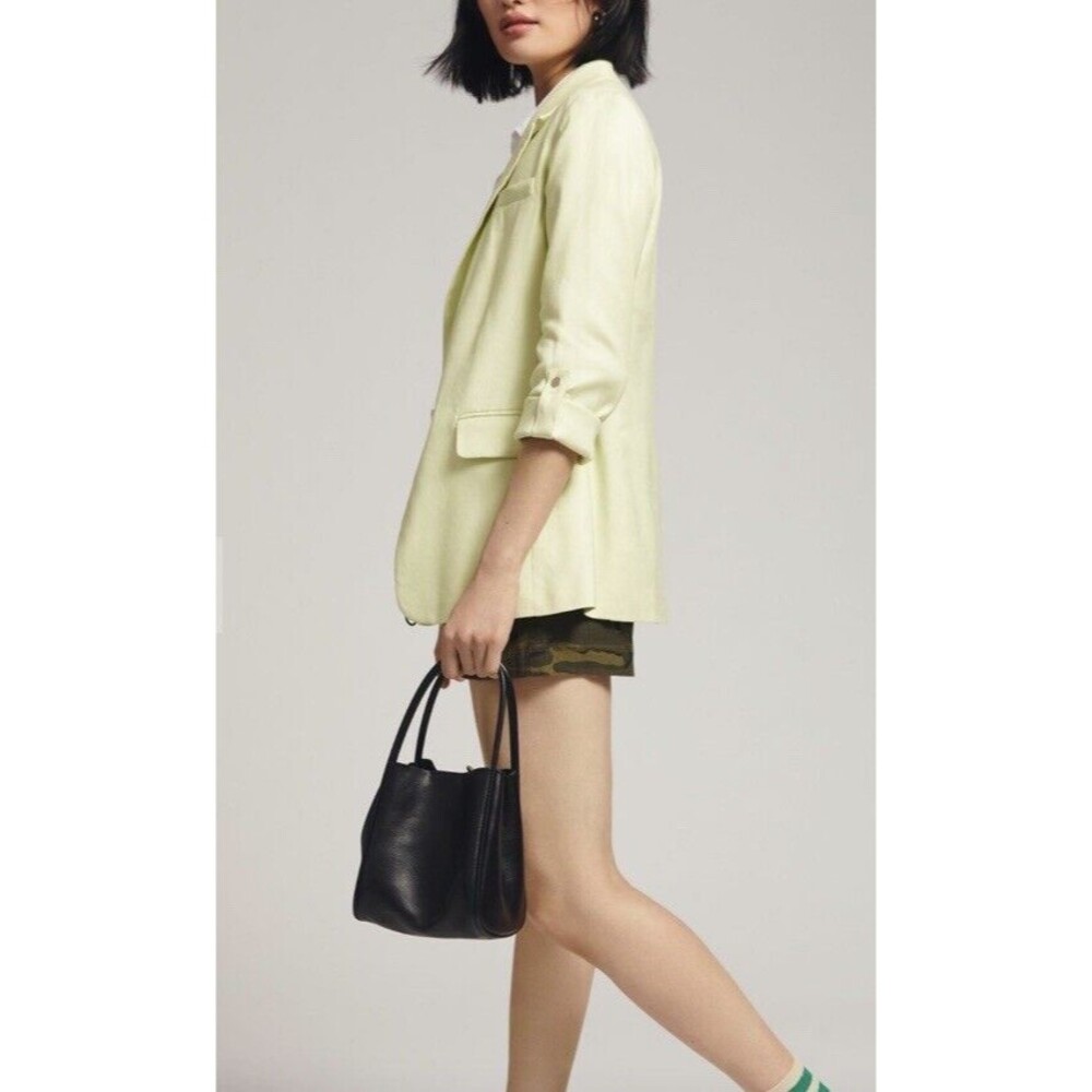 Anthropologie Maeve Roll-Sleeve Blazer SOFT GREEN SZ US 8 Office Siren